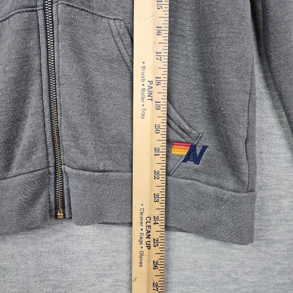 Aviator Nation Pull zip Unisex Adult Grey Hoodie Size M Stains - Picture 7 of 9